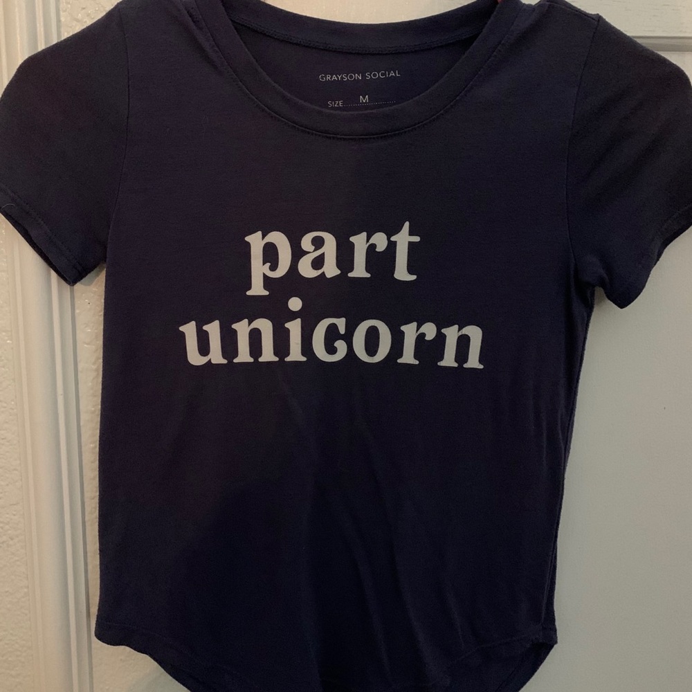 Girls blue Part Unicorn shirt size M